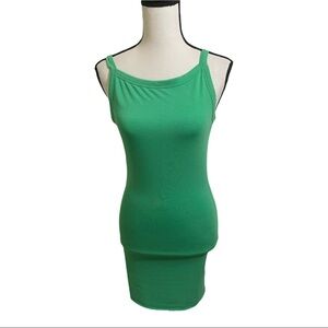 Sky to moon fitted dress size large. Open low back. Square front neck green LG